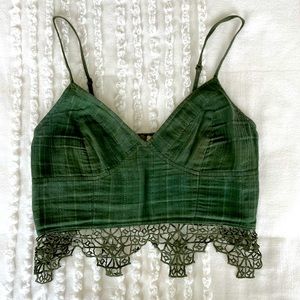 Free People green detailed crop top SIZE S